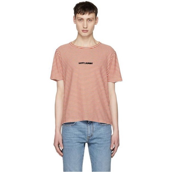 Saint Laurent Paris red and white striped t shirt - Picture 1 of 13